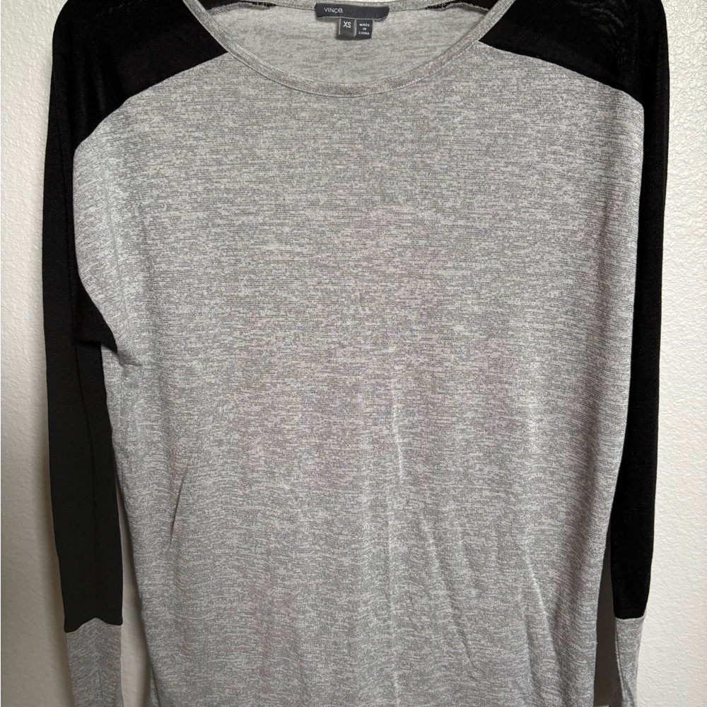 Vince Gray and Black Raglan Long Sleeve Top